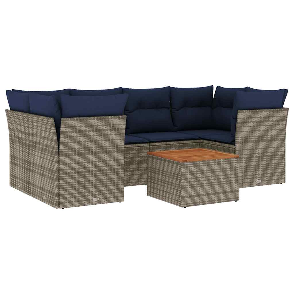 7-dijelni set vrtnih sofa od poliratana s jastucima sivi