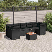 8-dijelni set vrtnih sofa od poliratana s jastucima crni Crna 62 x 62 x 69 cm