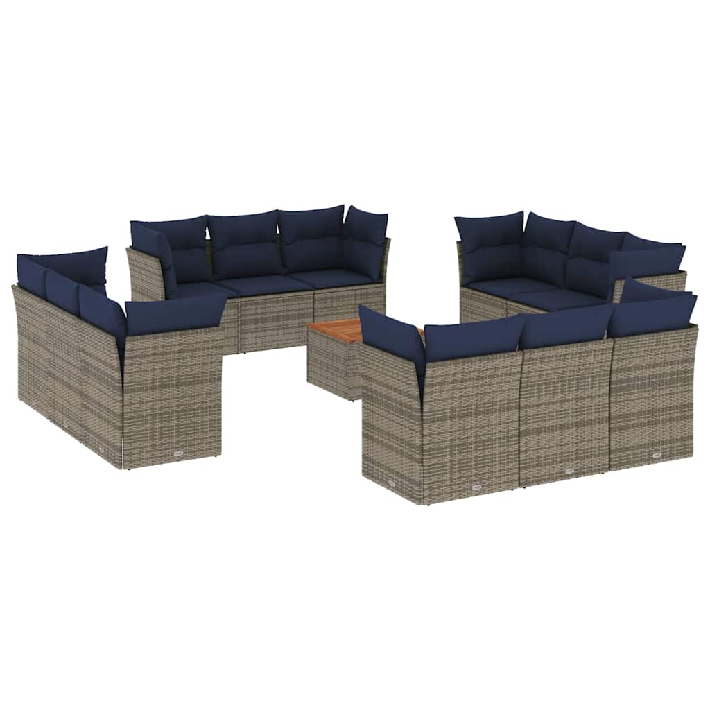 13-dijelni set vrtnih sofa od poliratana s jastucima sivi