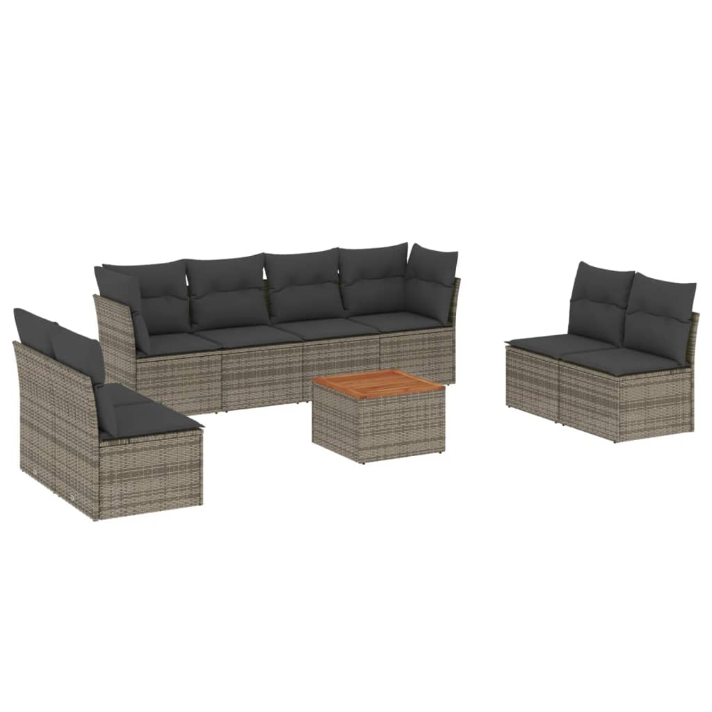 9-dijelni set vrtnih sofa s jastucima bež od poliratana