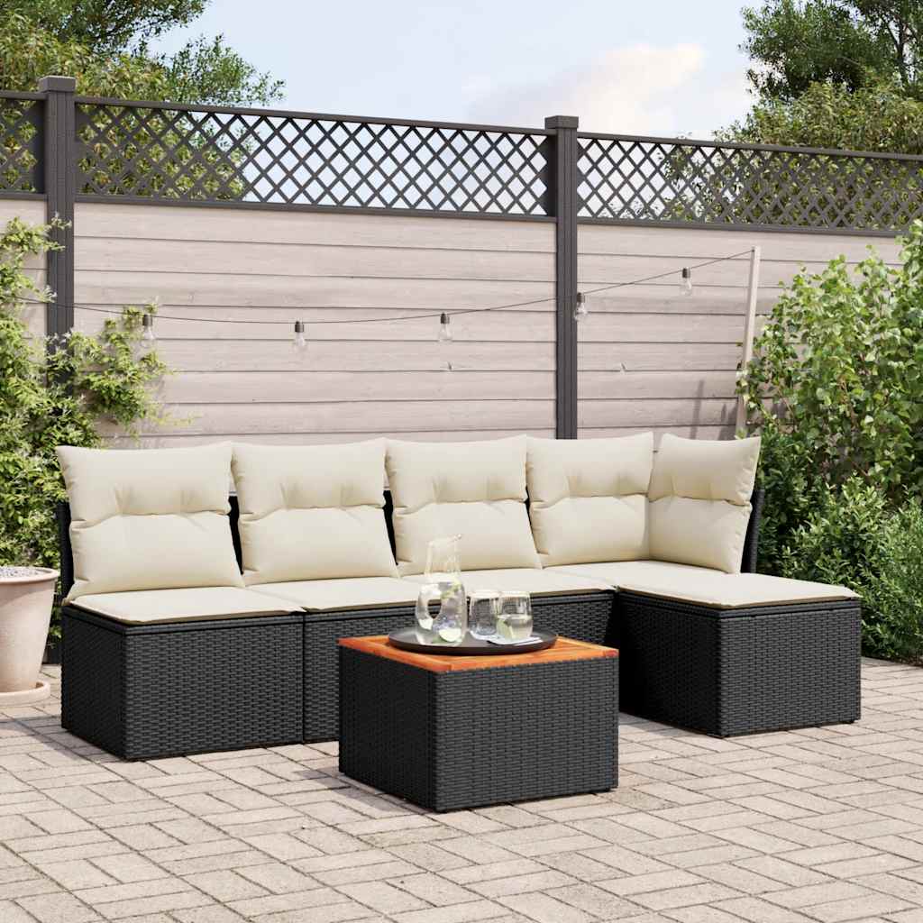 6-dijelni set vrtnih sofa s jastucima crni od poliratana