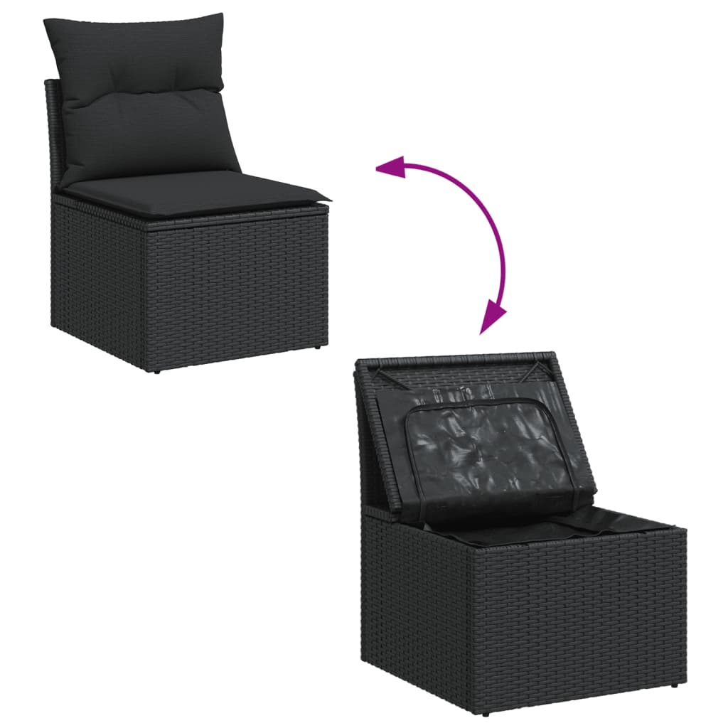 6-dijelni set vrtnih sofa s jastucima crni od poliratana