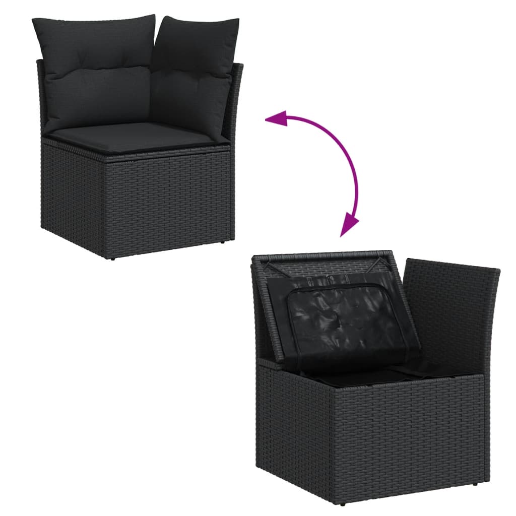 6-dijelni set vrtnih sofa s jastucima crni od poliratana