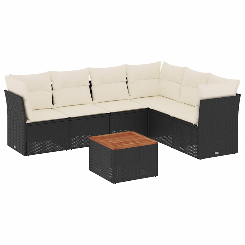 7-dijelni set vrtnih sofa od poliratana s jastucima crni