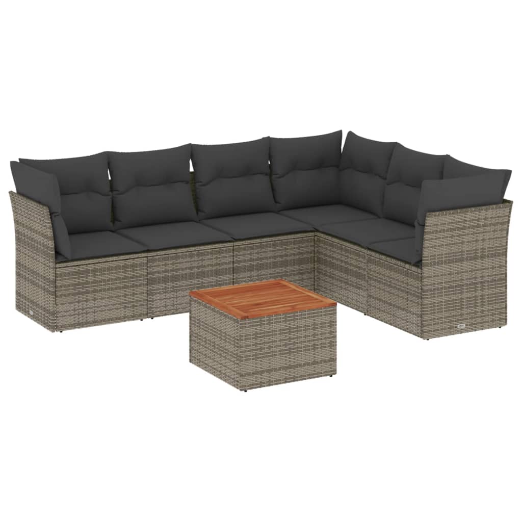 7-dijelni set vrtnih sofa sivi od poliratana