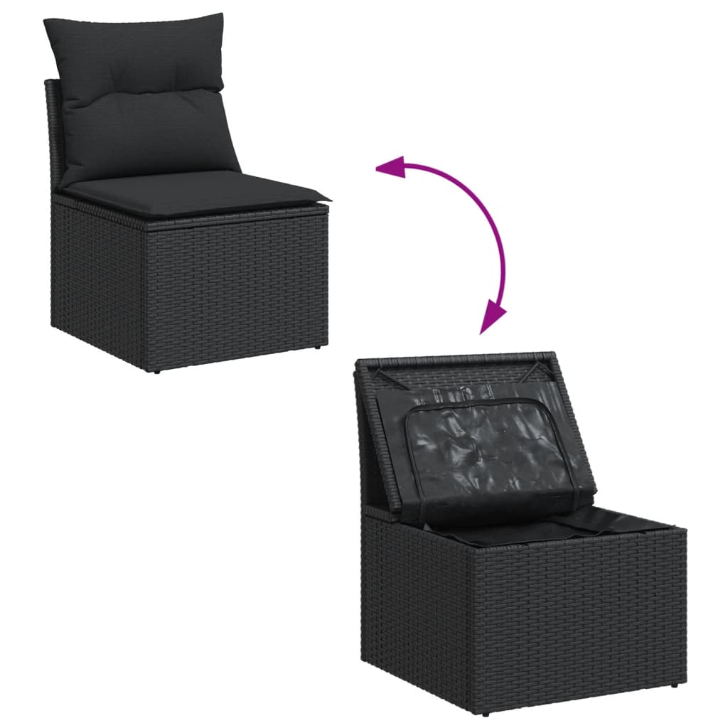 7-dijelni set vrtnih sofa od poliratana s jastucima crni