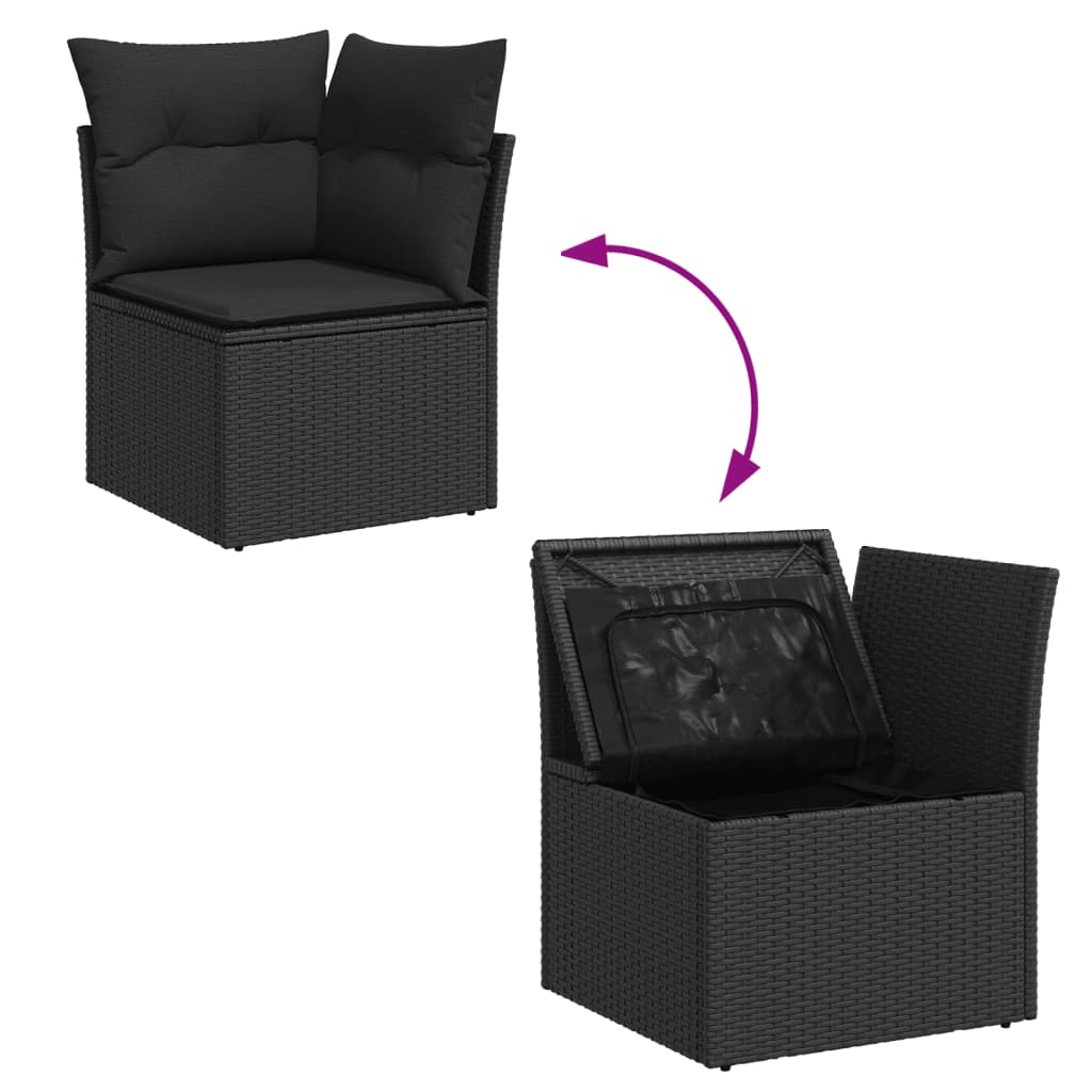 7-dijelni set vrtnih sofa od poliratana s jastucima crni