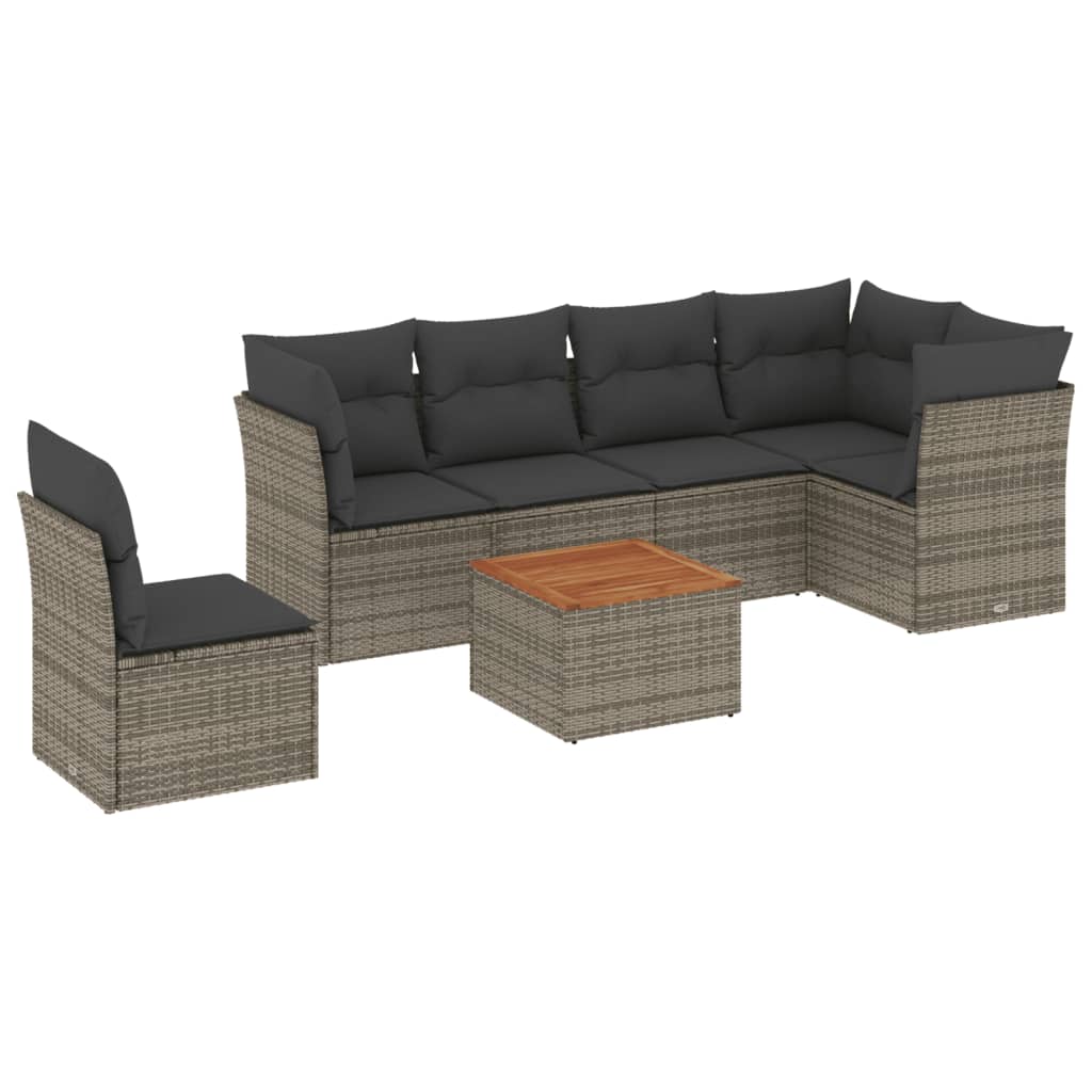 7-dijelni set vrtnih sofa sivi od poliratana