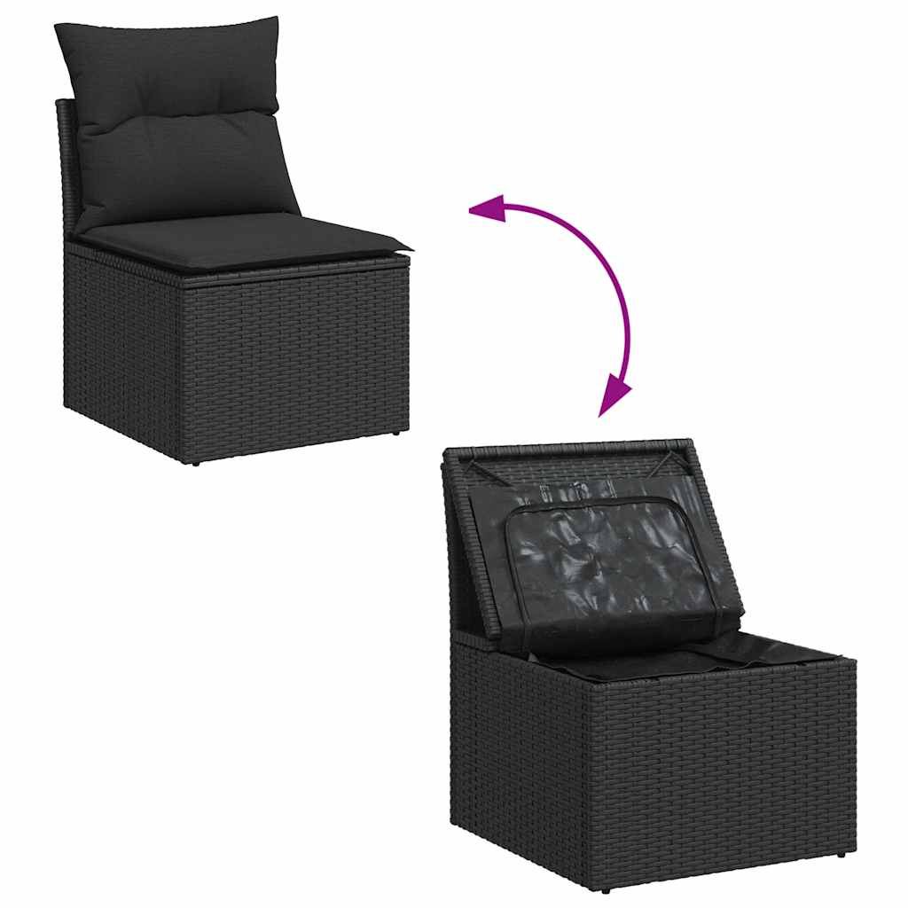 12-dijelni set vrtnih sofa od poliratana s jastucima crni