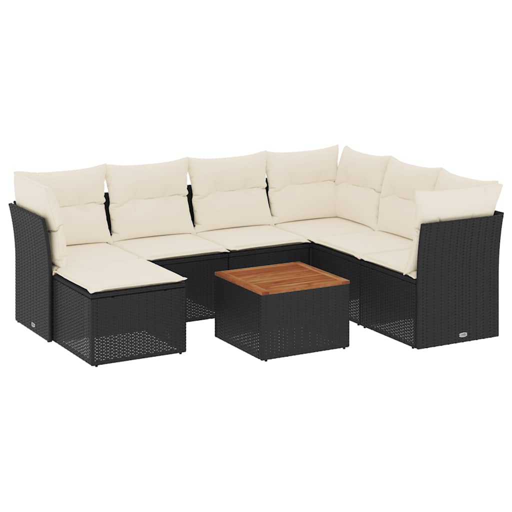 8-dijelni set vrtnih sofa od poliratana s jastucima crni