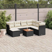 8-dijelni set vrtnih sofa od poliratana s jastucima crni