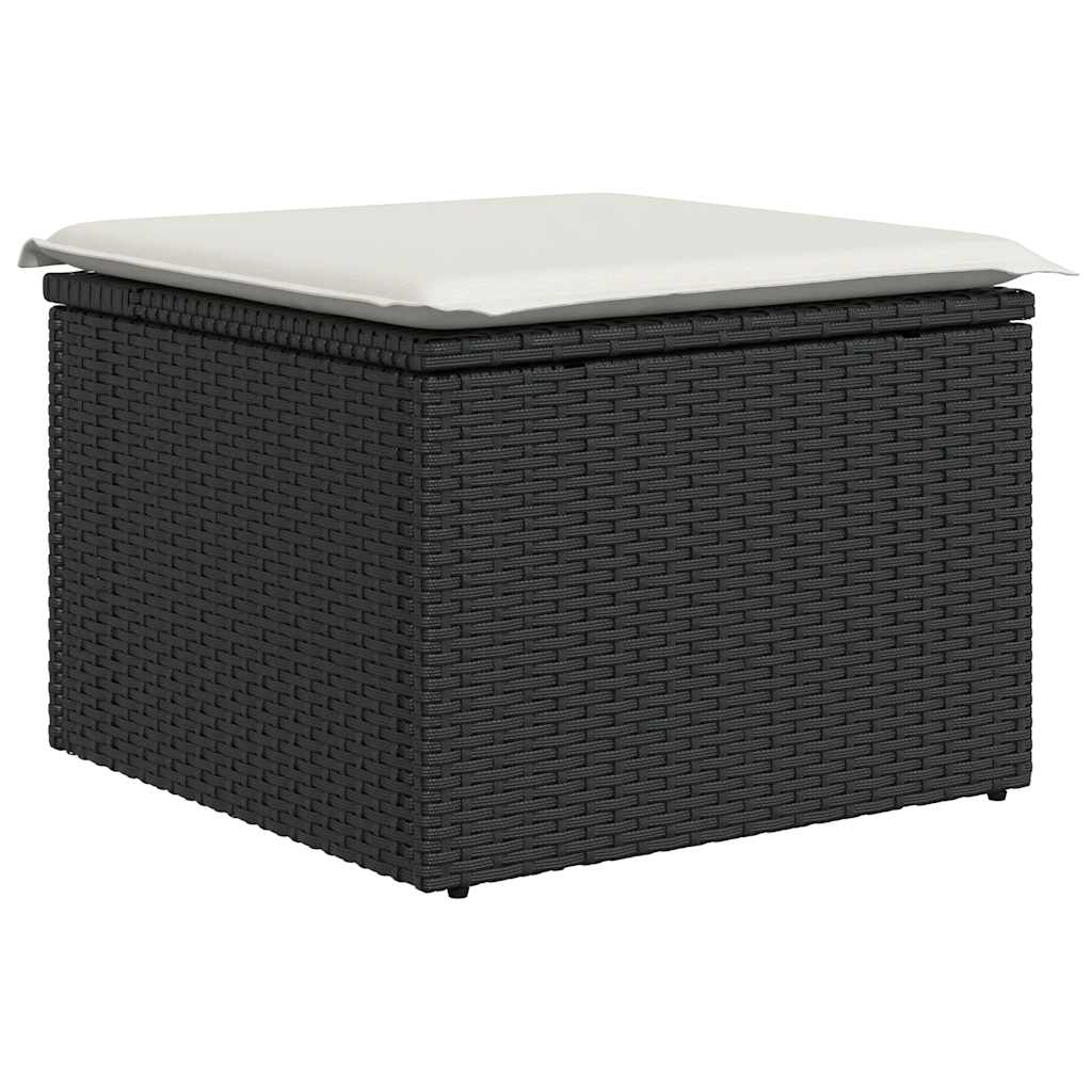 7-dijelni set vrtnih sofa od poliratana s jastucima crni