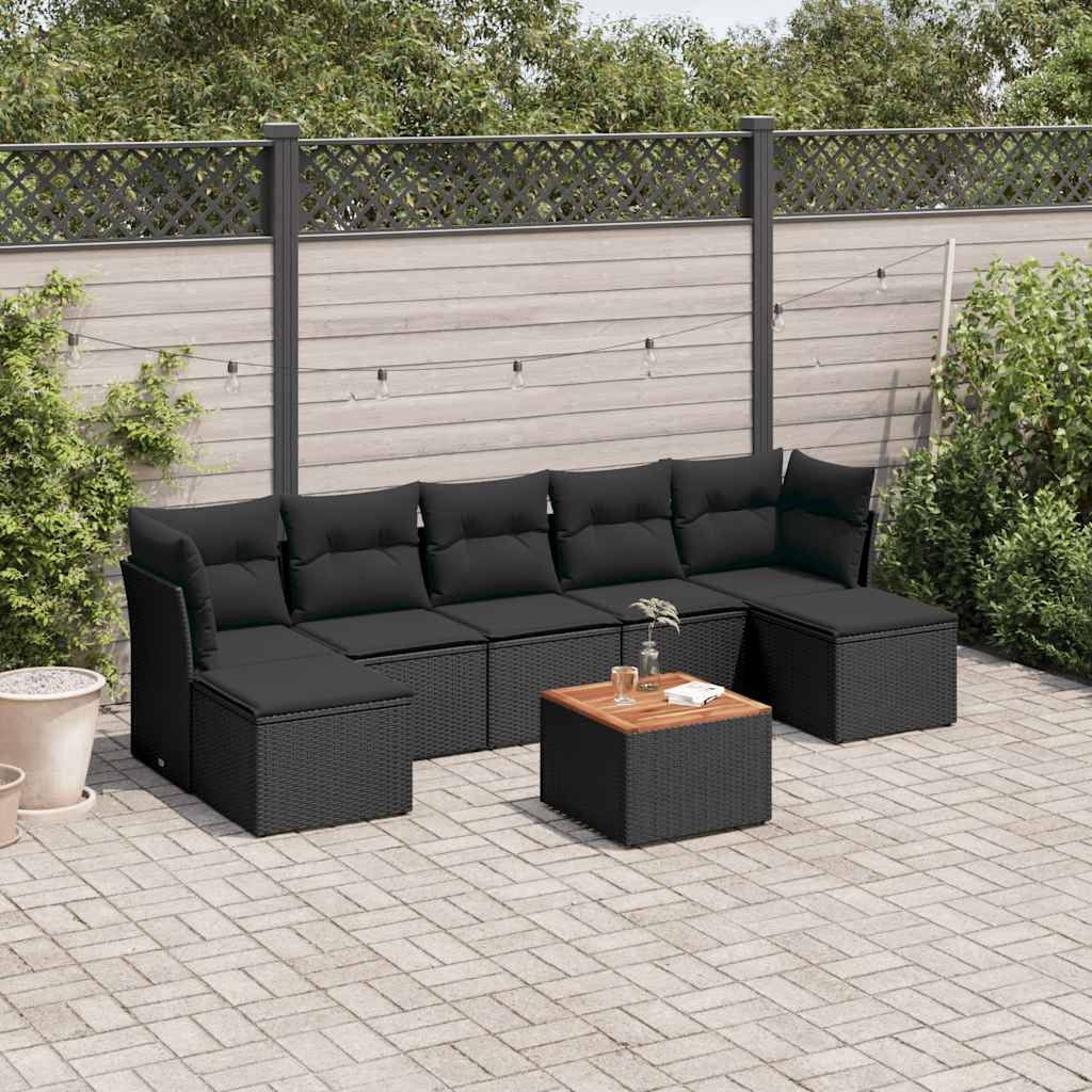 8-dijelni set vrtnih sofa od poliratana s jastucima crni