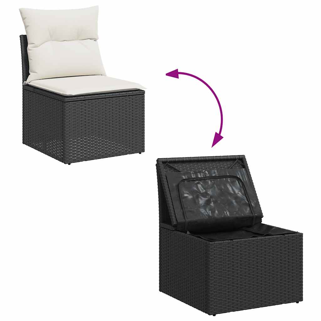 10-dijelni set vrtnih sofa s jastucima crni od poliratana