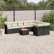 10-dijelni set vrtnih sofa s jastucima crni od poliratana