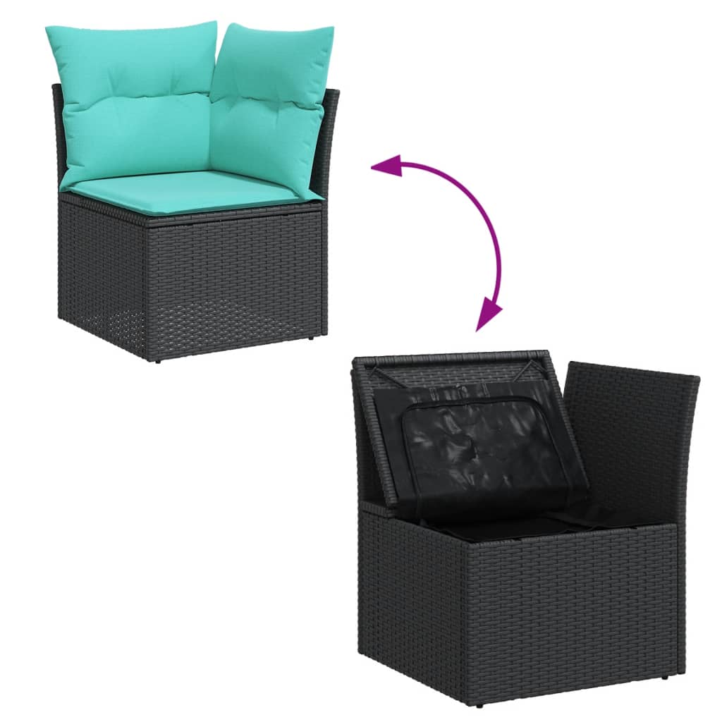 10-dijelni set vrtnih sofa od poliratana s jastucima crni