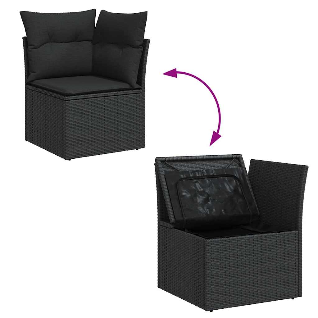10-dijelni set vrtnih sofa s jastucima crni od poliratana
