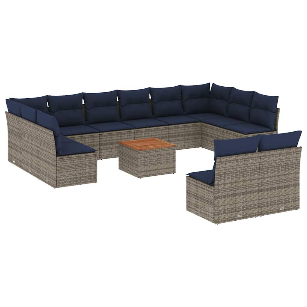 13-dijelni set vrtnih sofa od poliratana s jastucima sivi