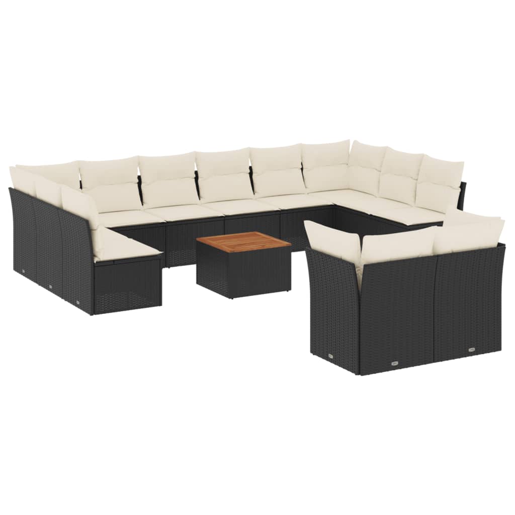 13-dijelni set vrtnih sofa s jastucima poliratan crni