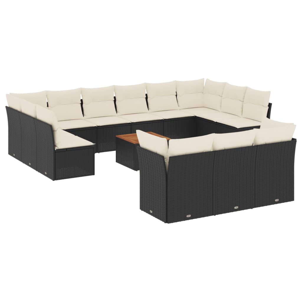 14-dijelni set vrtnih sofa s jastucima poliratan crni