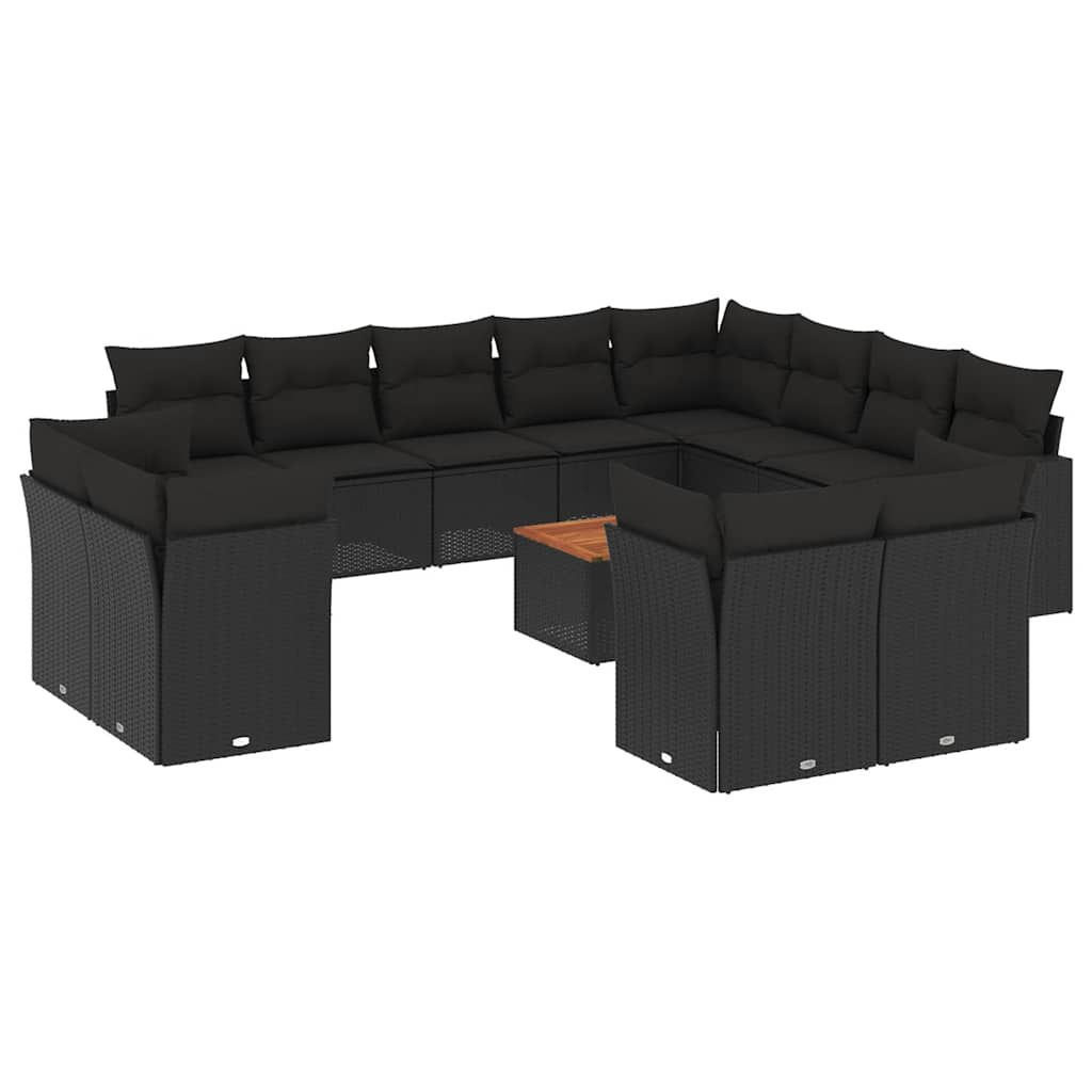 13-dijelni set vrtnih sofa s jastucima poliratan crni