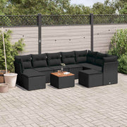 10-dijelni set vrtnih sofa s jastucima crni od poliratana
