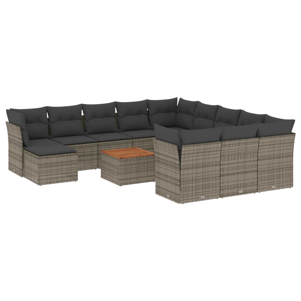 13-dijelni set vrtnih sofa od poliratana s jastucima sivi