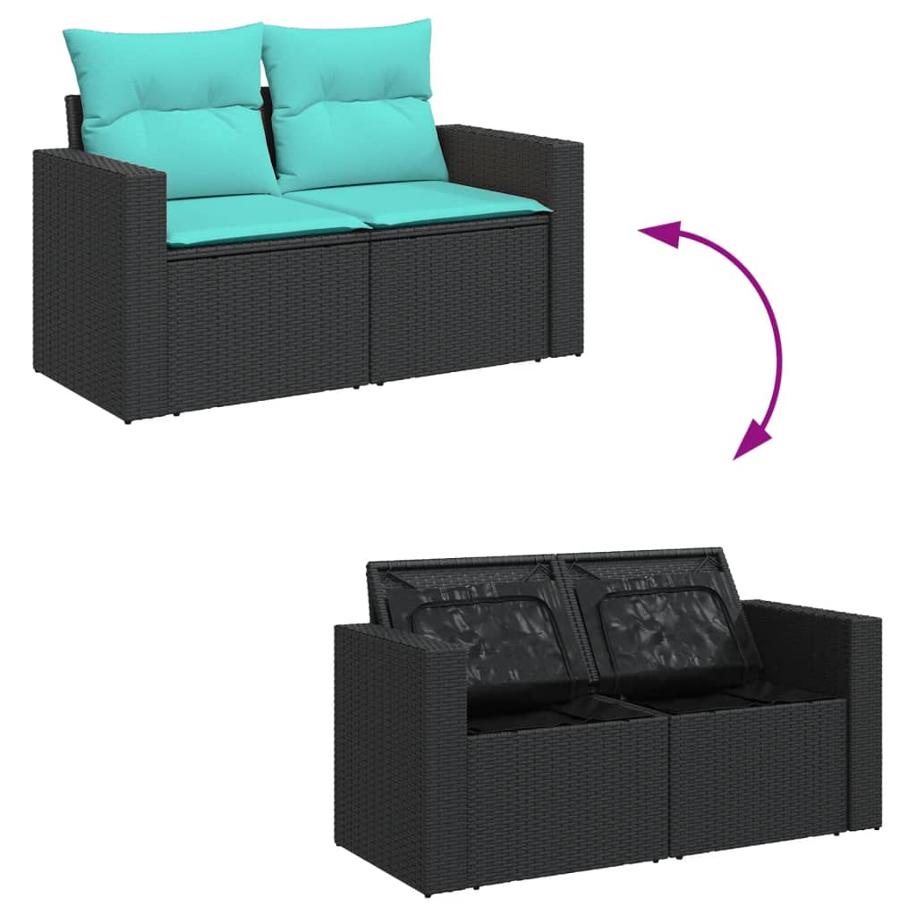 4-dijelni set vrtnih sofa od poliratana s jastucima crni