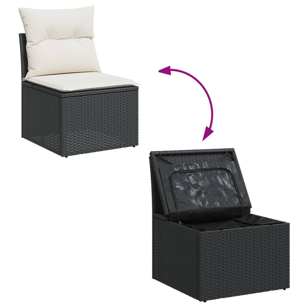 8-dijelni set vrtnih sofa od poliratana s jastucima crni