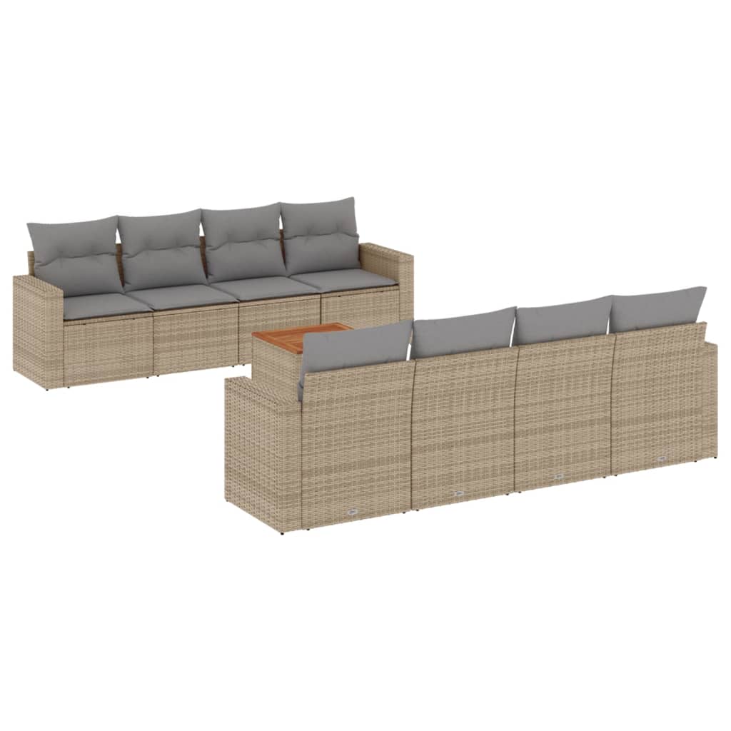 9-dijelni set vrtnih sofa s jastucima bež od poliratana