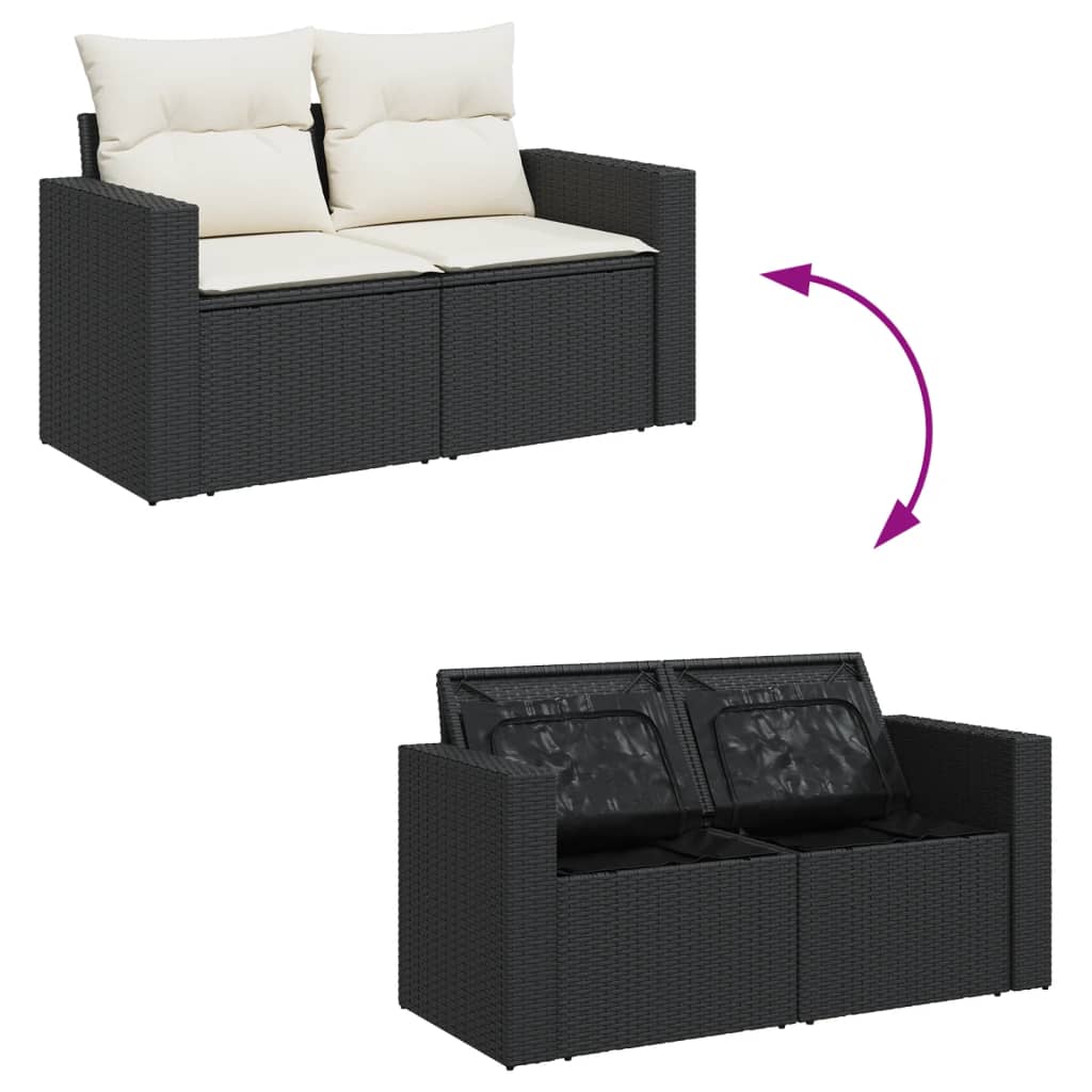 9-dijelni set vrtnih sofa s jastucima crni od poliratana
