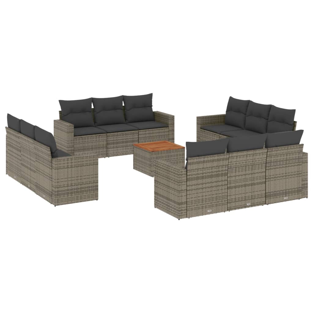 13-dijelni set vrtnih sofa od poliratana s jastucima sivi