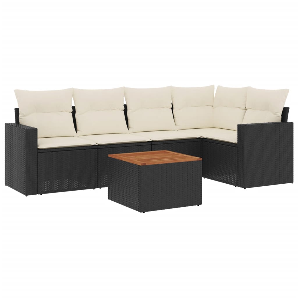 6-dijelni set vrtnih sofa s jastucima crni od poliratana