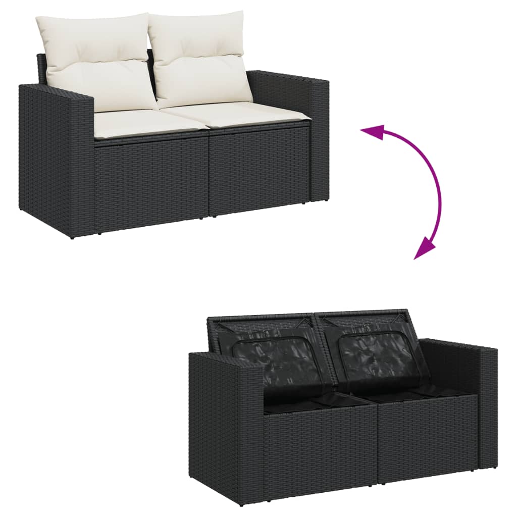 6-dijelni set vrtnih sofa s jastucima crni od poliratana