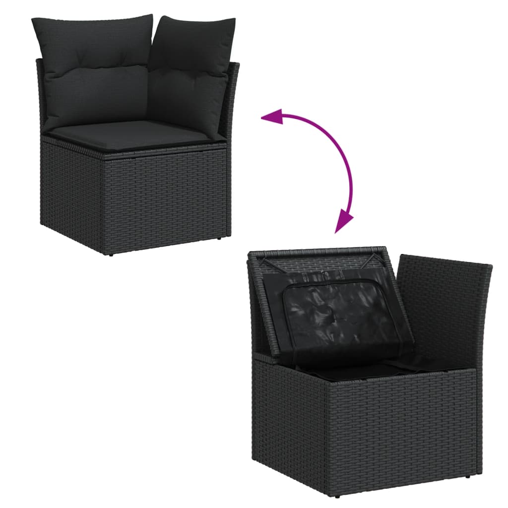 6-dijelni set vrtnih sofa s jastucima crni od poliratana