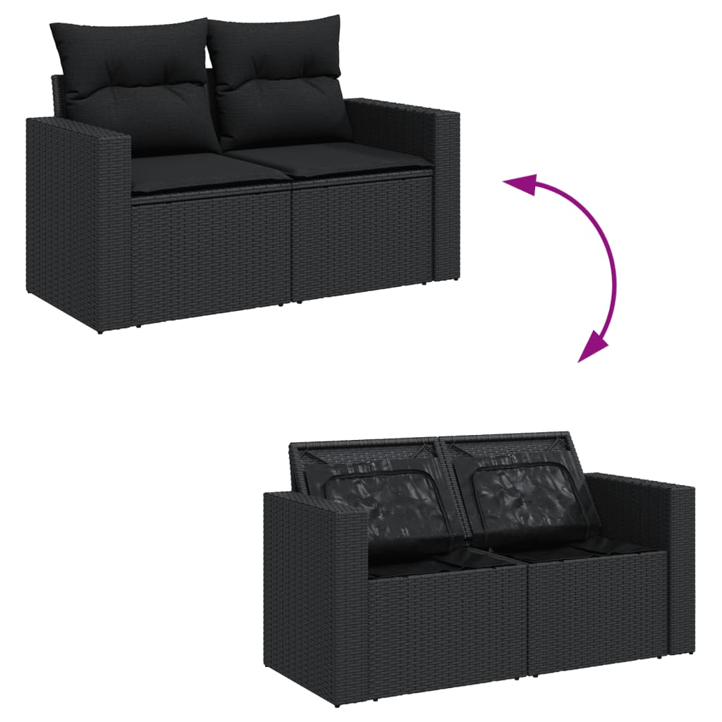 6-dijelni set vrtnih sofa s jastucima crni od poliratana