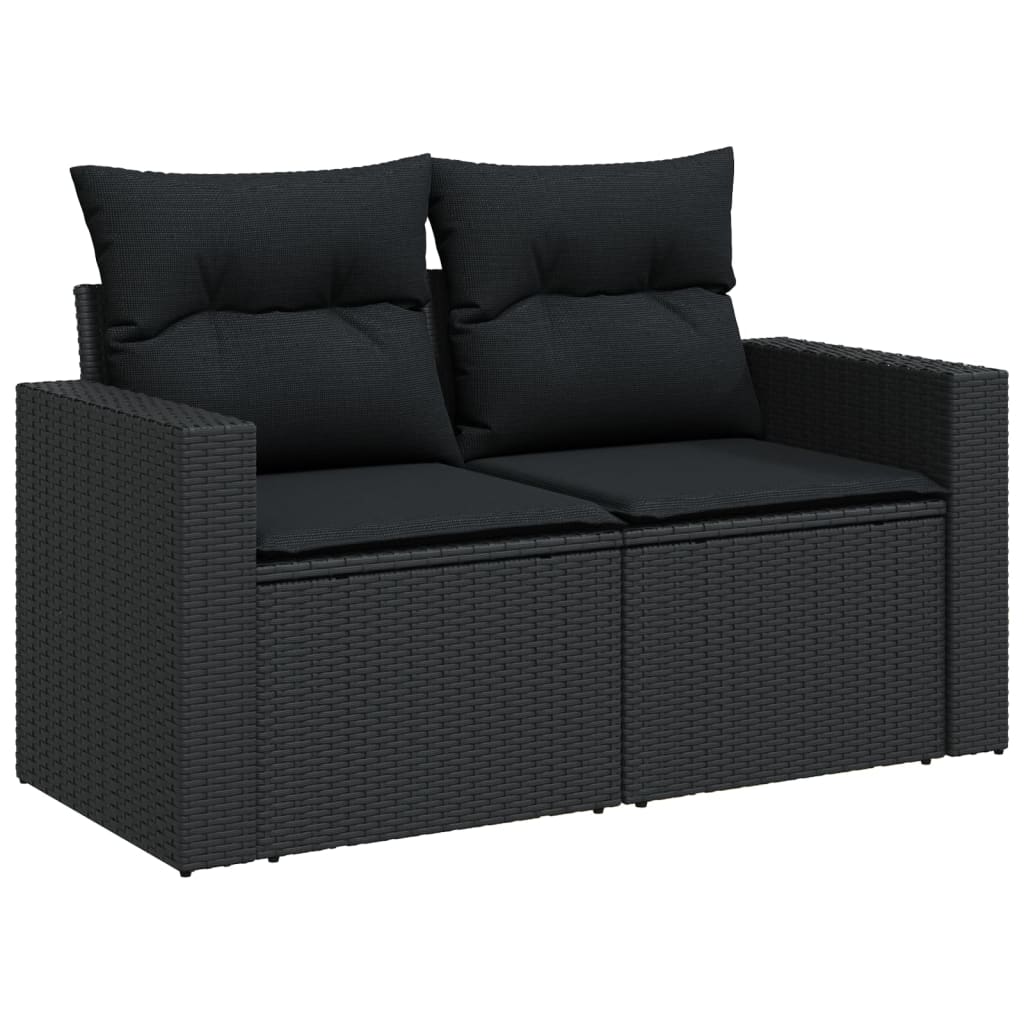6-dijelni set vrtnih sofa s jastucima crni od poliratana