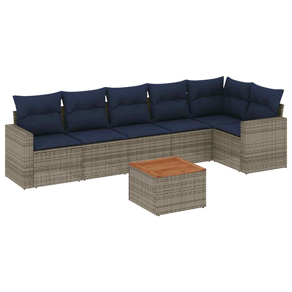 7-dijelni set vrtnih sofa od poliratana s jastucima sivi