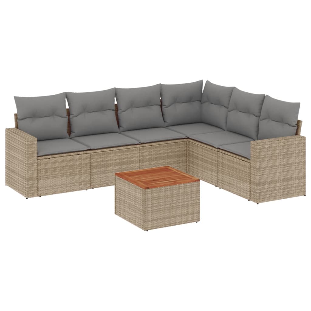 7-dijelni set vrtnih sofa s jastucima bež od poliratana