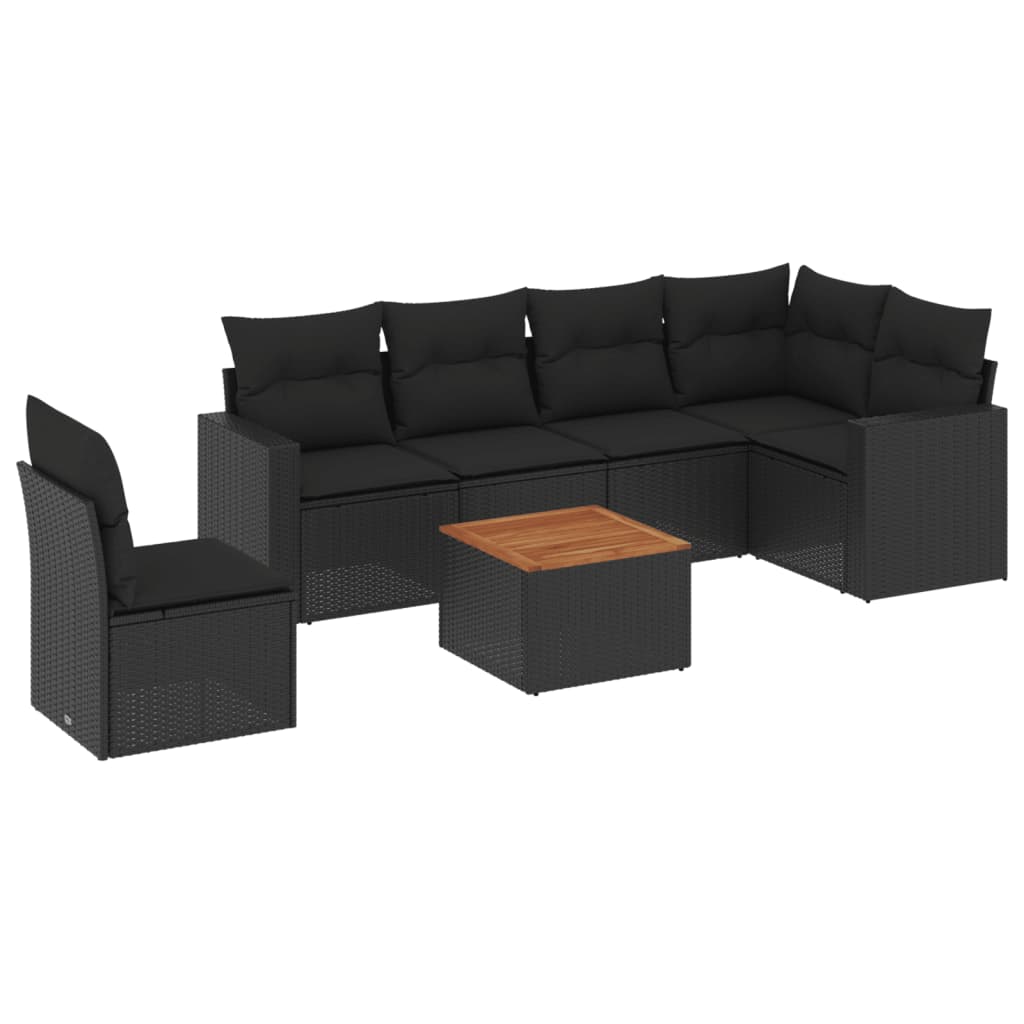 7-dijelni set vrtnih sofa od poliratana s jastucima crni