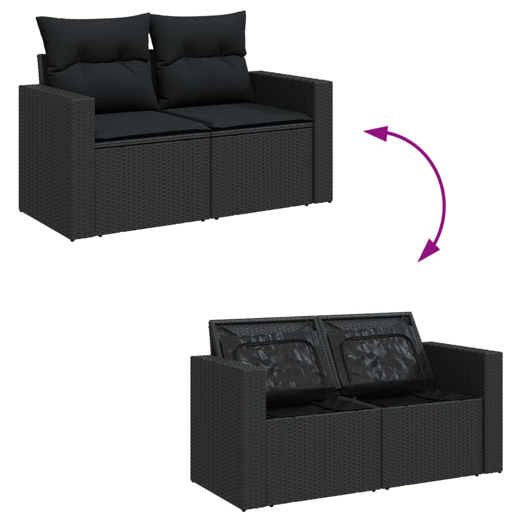 7-dijelni set vrtnih sofa od poliratana s jastucima crni