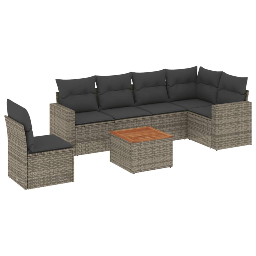 7-dijelni set vrtnih sofa sivi od poliratana