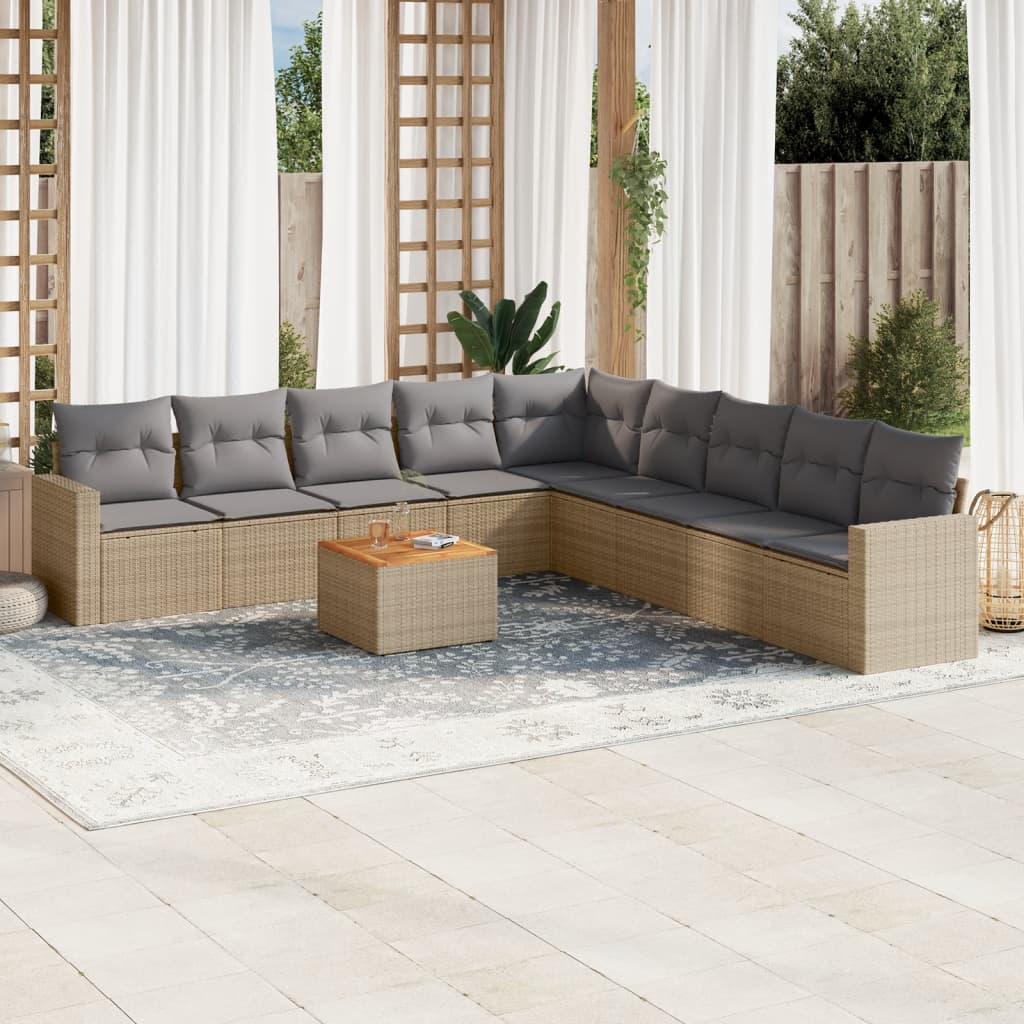 10-dijelni set vrtnih sofa s jastucima od poliratana