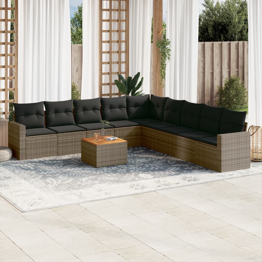 10-dijelni set vrtnih sofa s jastucima od poliratana