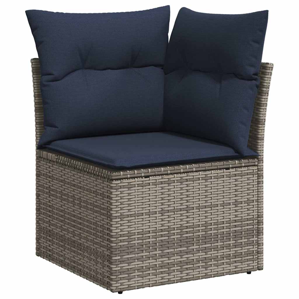 10-dijelni set vrtnih sofa od poliratana s jastucima sivi