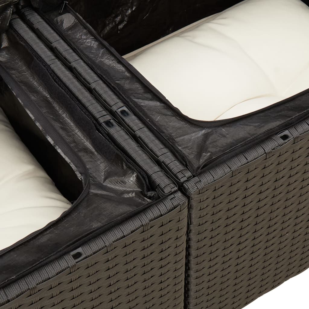 11-dijelni set vrtnih sofa od poliratana s jastucima crni Crna 66 x 62 x 69 cm