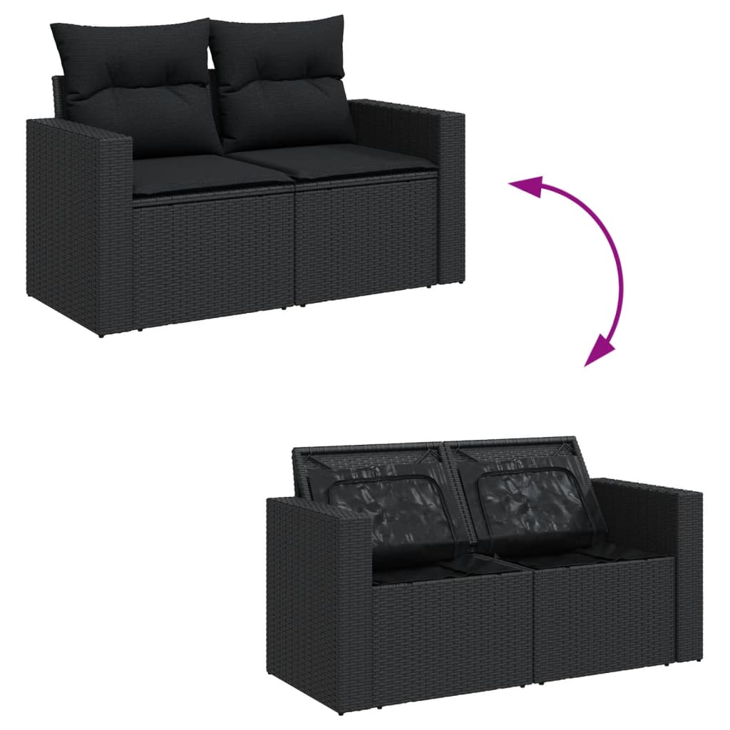 9-dijelni set vrtnih sofa s jastucima crni od poliratana