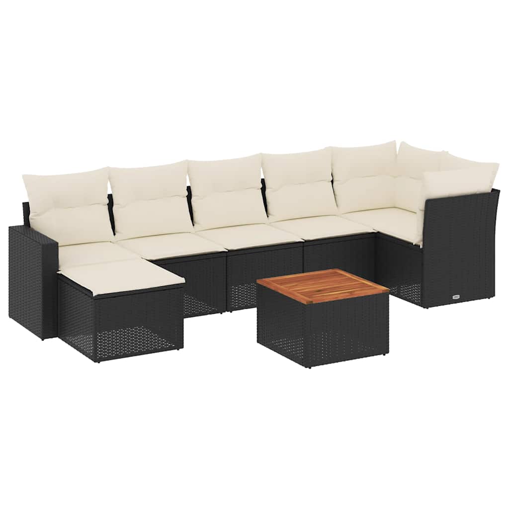 8-dijelni set vrtnih sofa od poliratana s jastucima crni