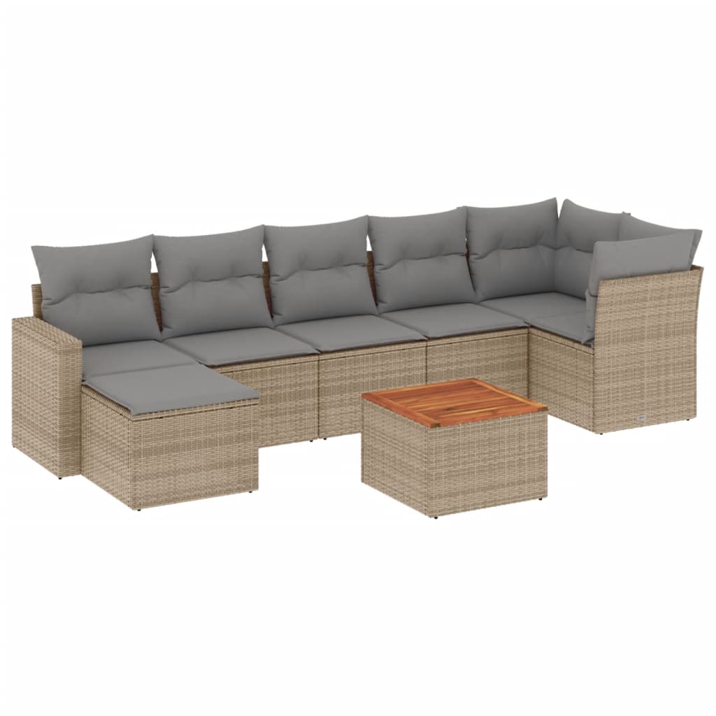 8-dijelni set vrtnih sofa s jastucima bež od poliratana
