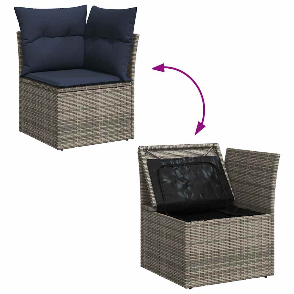 Vrtni set od 7 dijelova s jastucima, sivi poliratan
